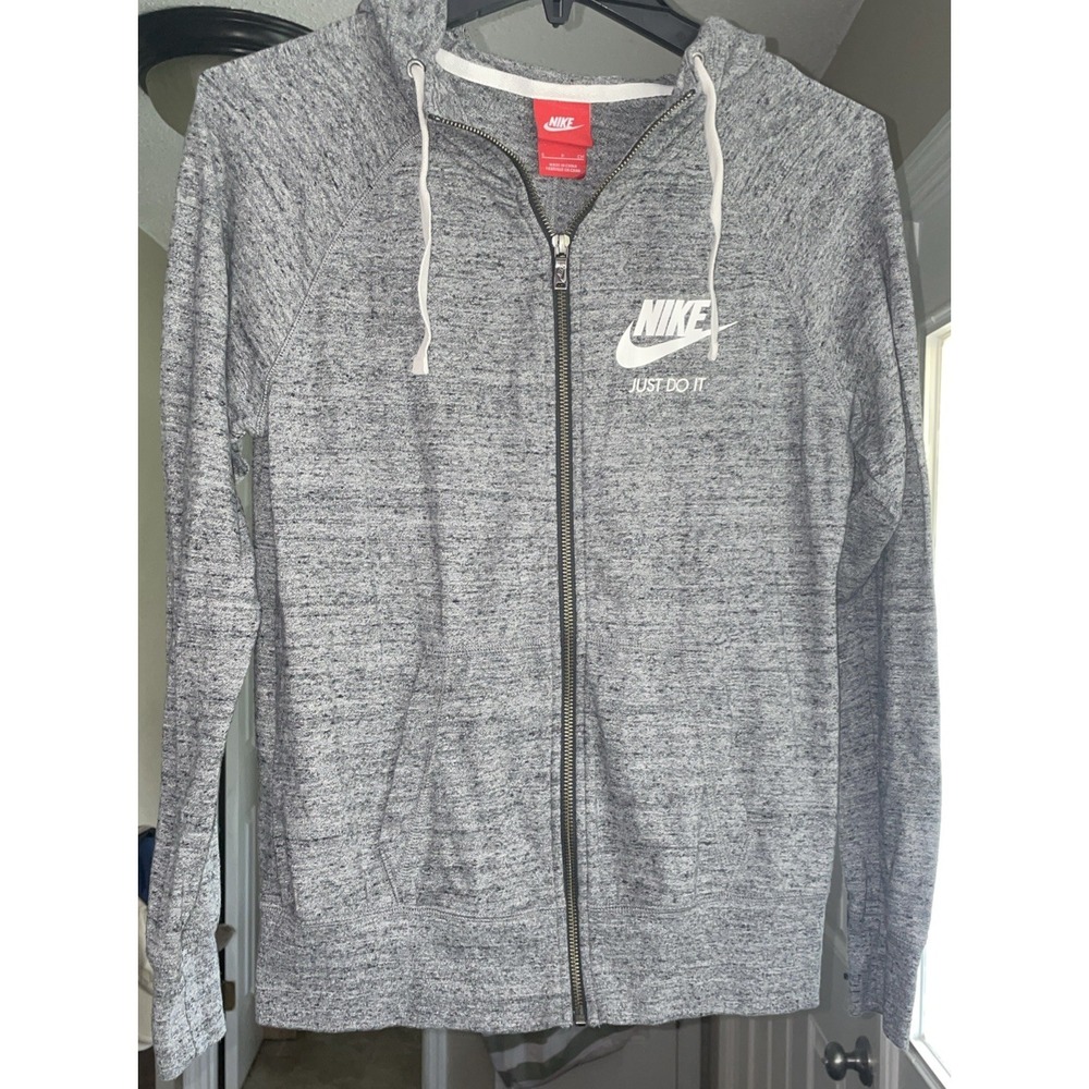 Nike Women's Heather Gray Sportswear Full Zip Gym Vintage Jacket Size Small